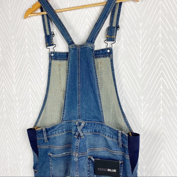 INDIGO BLUE Side Panel Letdown Hem Maternity Overalls NWT. - Picture 7 of 13